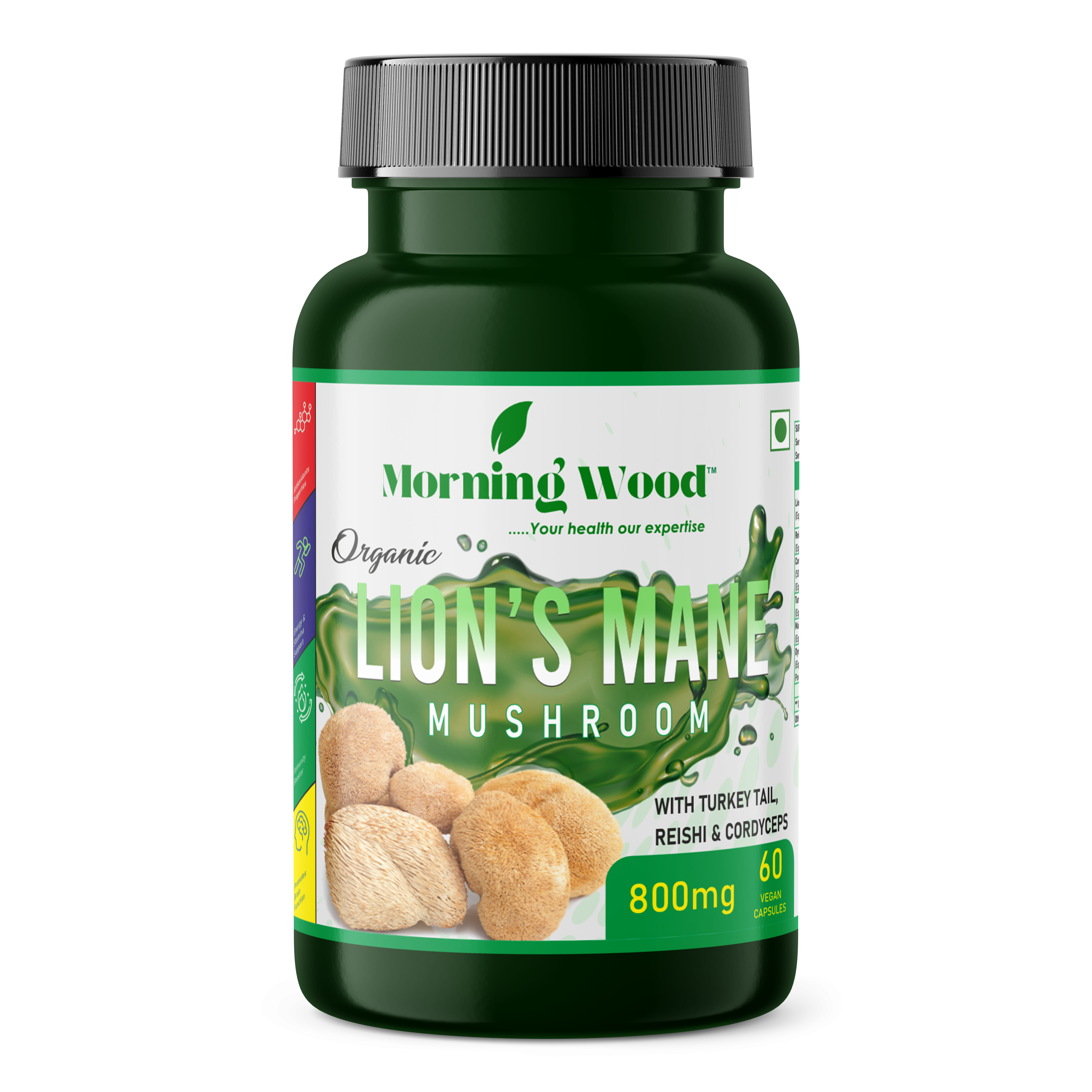 Morningwood Lion's Mane Mushroom Capsules for Brain Health and Memory - Premium Cognitive Support Supplement