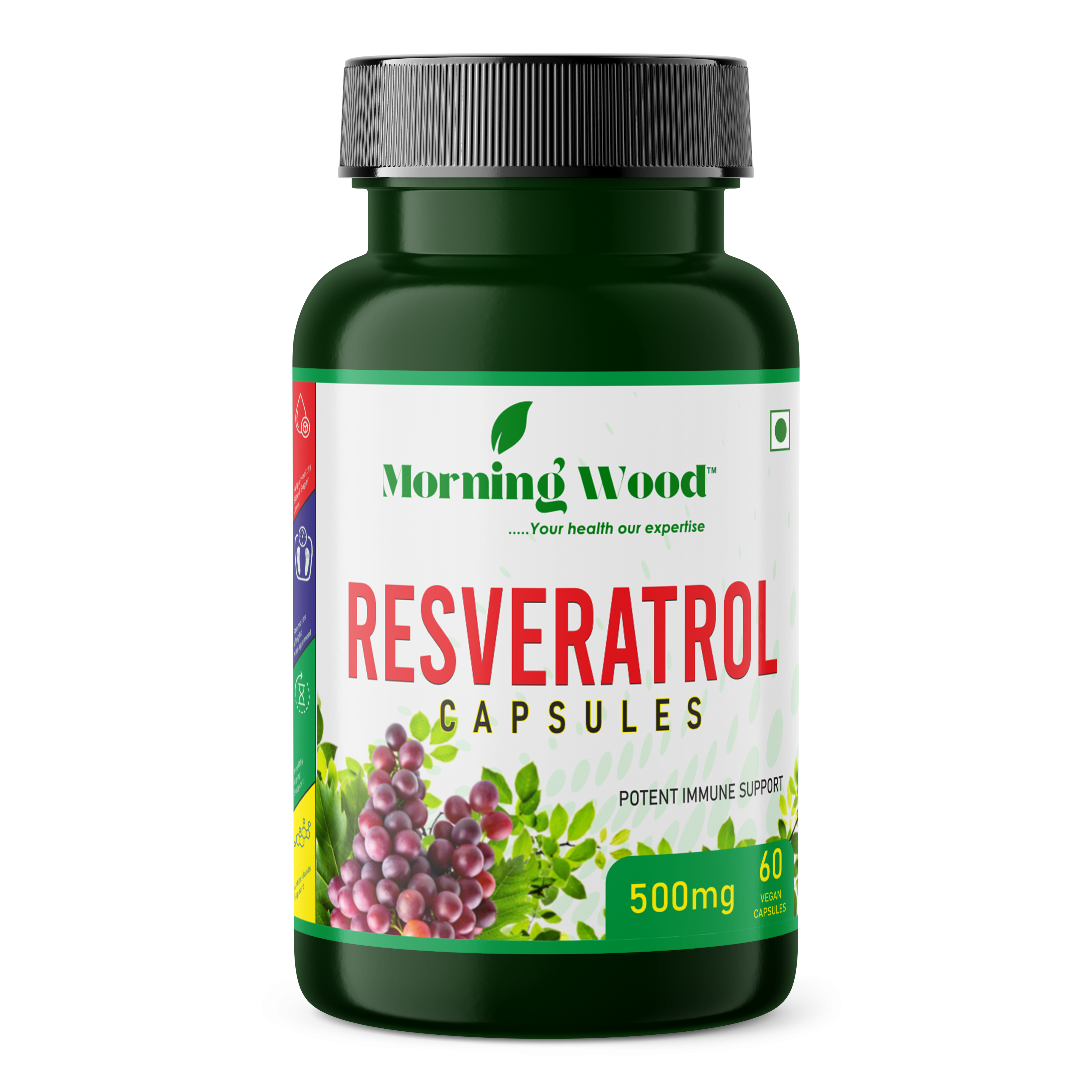 Morningwood Natural Resveratrol Capsules - Antioxidant Supplement for Heart Health & Immune Support | 500mg