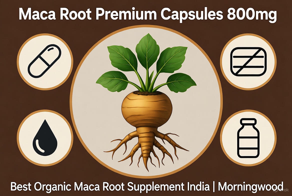 Maca Root Premium Capsules 800mg - Best Organic Maca Root Supplement India | Morningwood