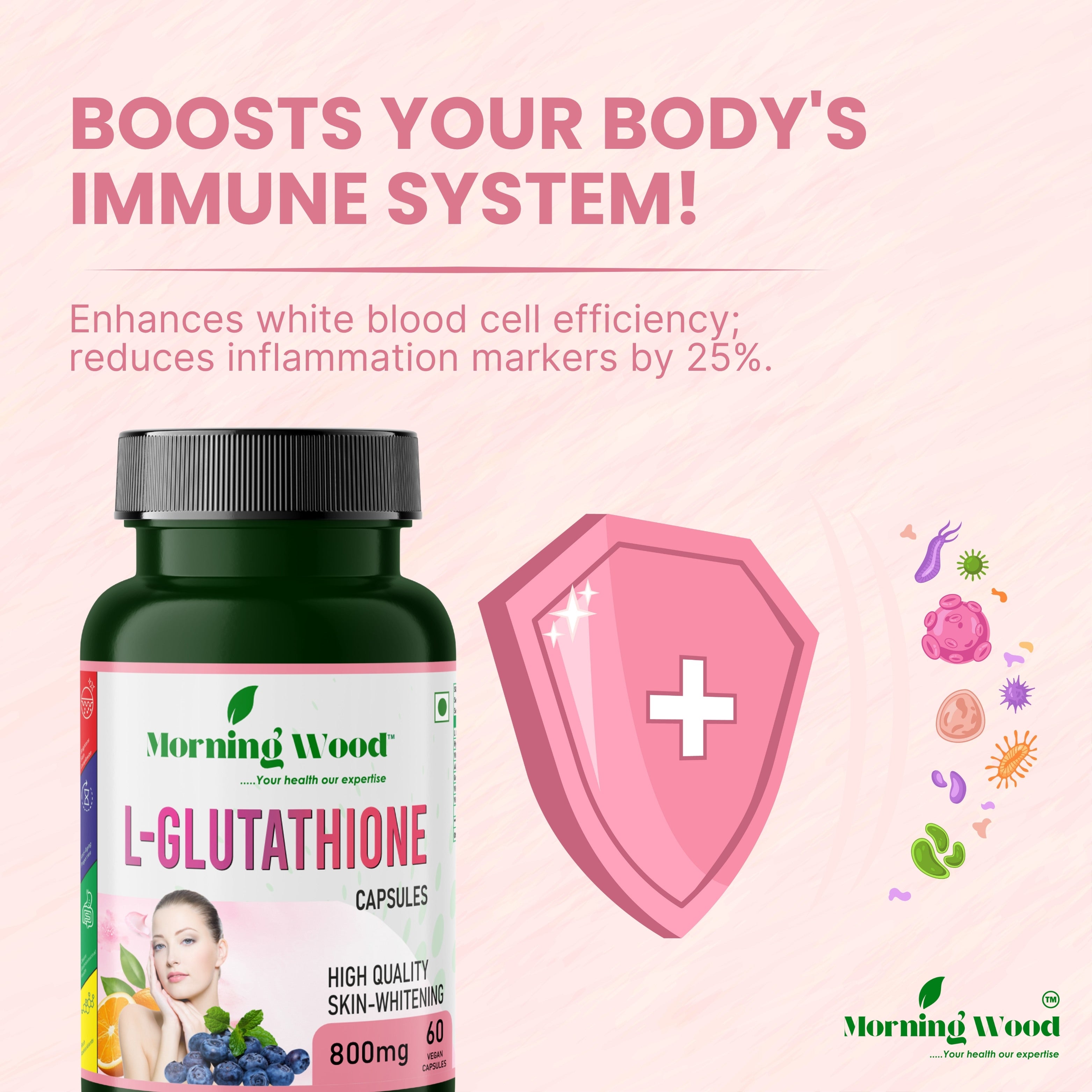 L-Glutathione Extract Capsules 800mg - 60 Count | MorningWood