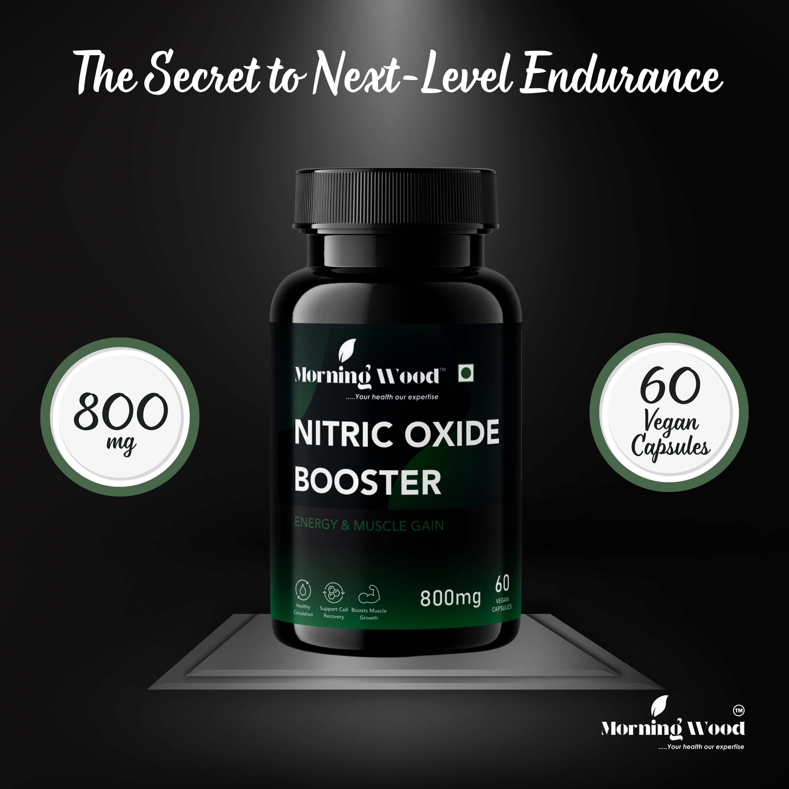 Nitric Oxide Booster Capsules 800mg - 60 Count | MorningWood