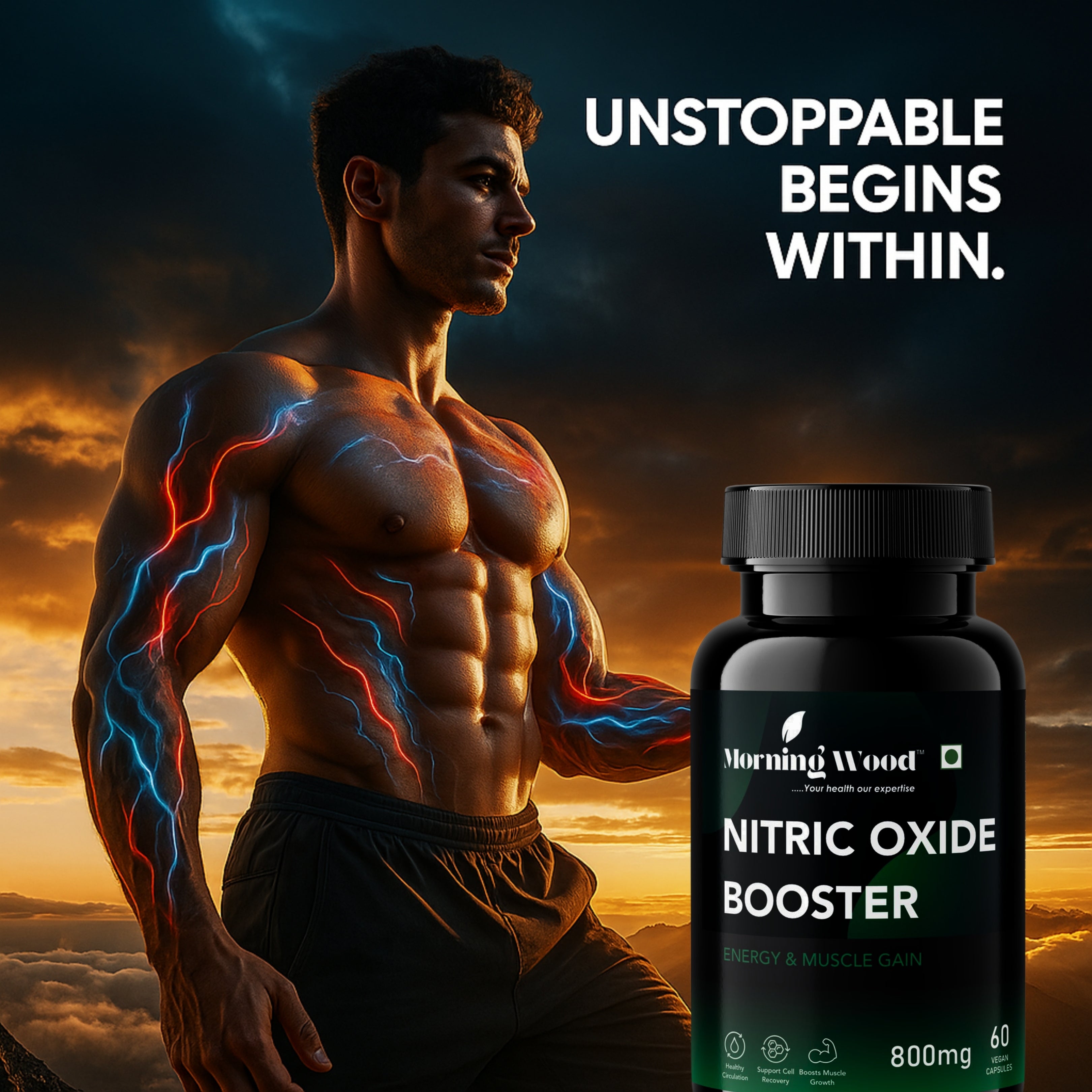 Nitric Oxide Booster Capsules 800mg - 60 Count | MorningWood