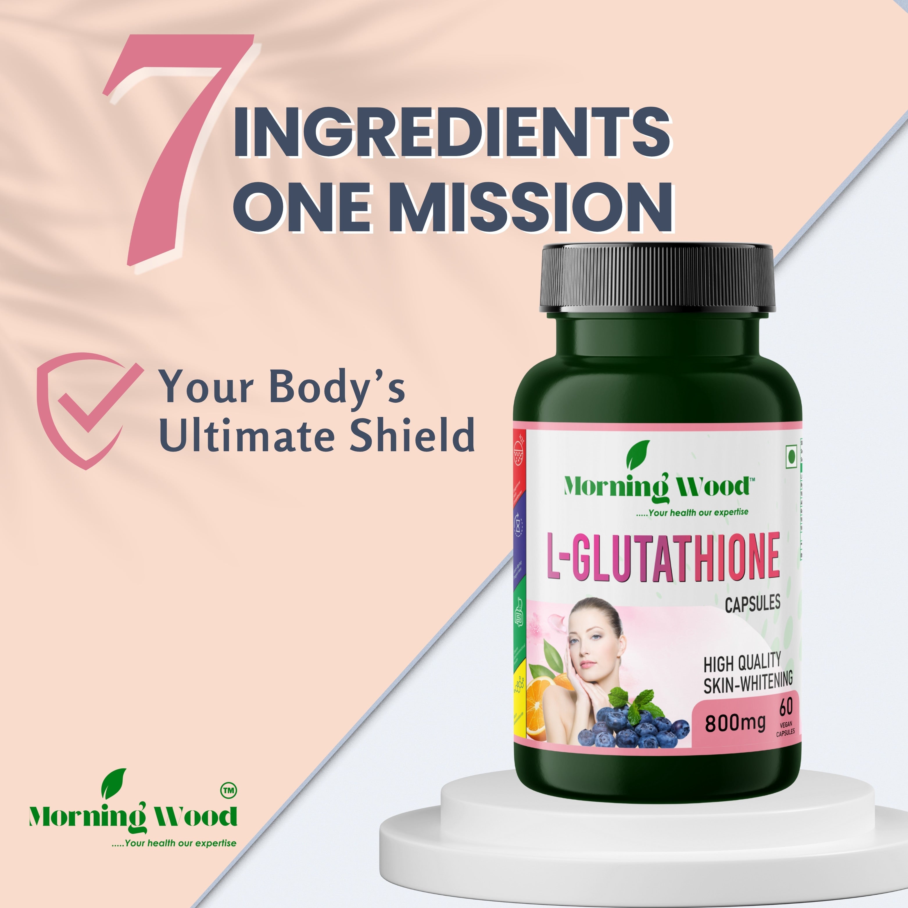 L-Glutathione Extract Capsules 800mg - 60 Count | MorningWood