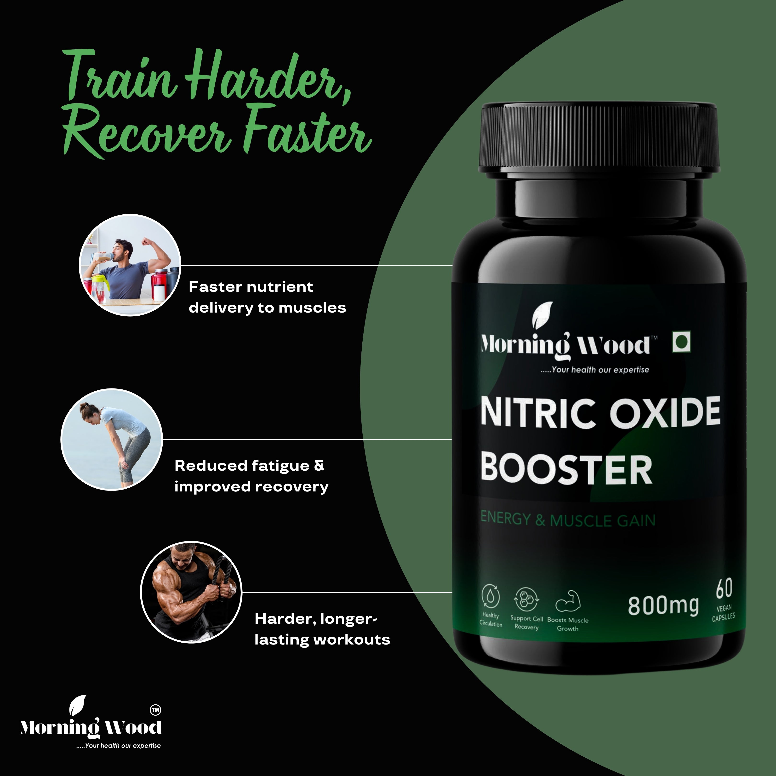 Nitric Oxide Booster Capsules 800mg - 60 Count | MorningWood