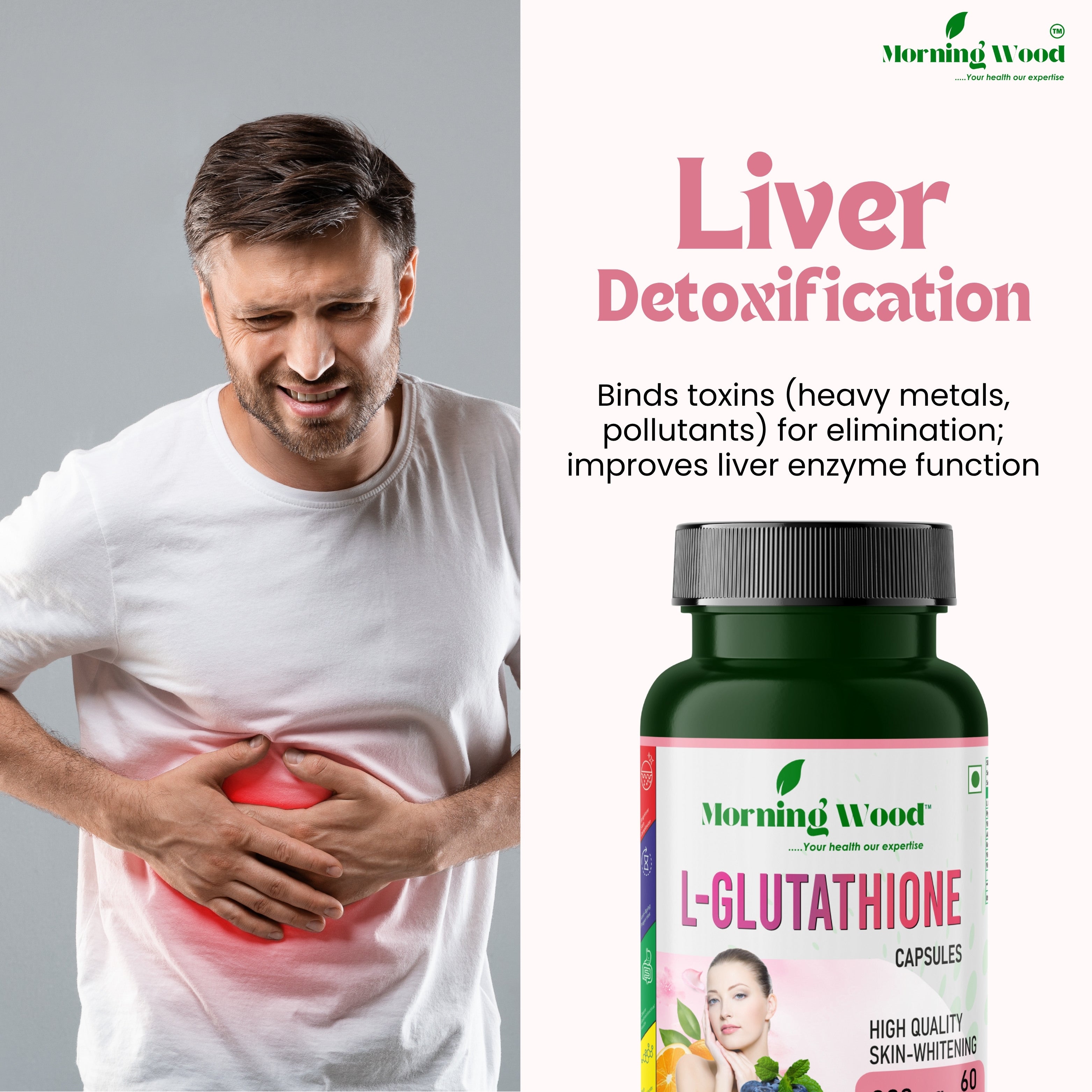 L-Glutathione Extract Capsules 800mg - 60 Count | MorningWood