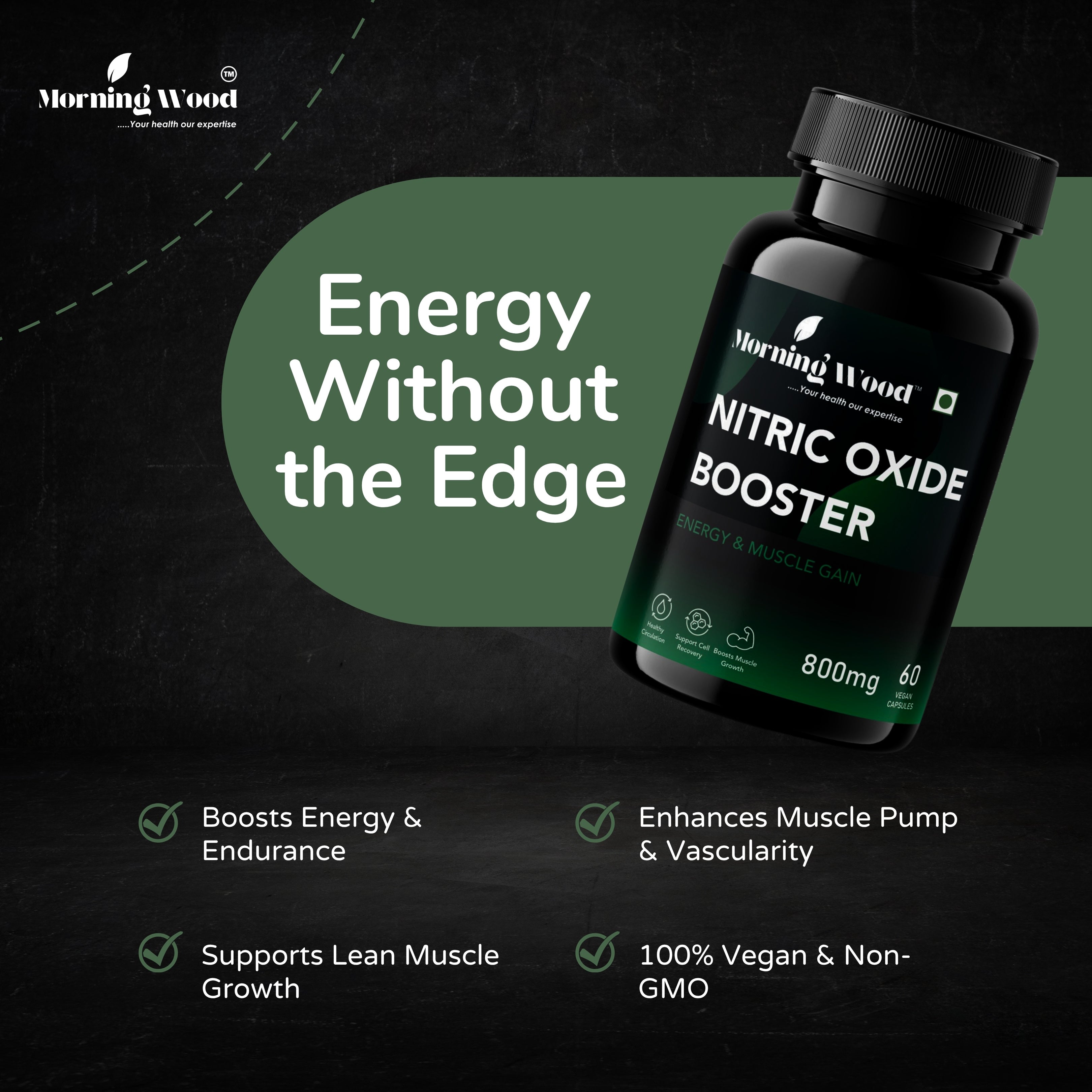 Nitric Oxide Booster Capsules 800mg - 60 Count | MorningWood