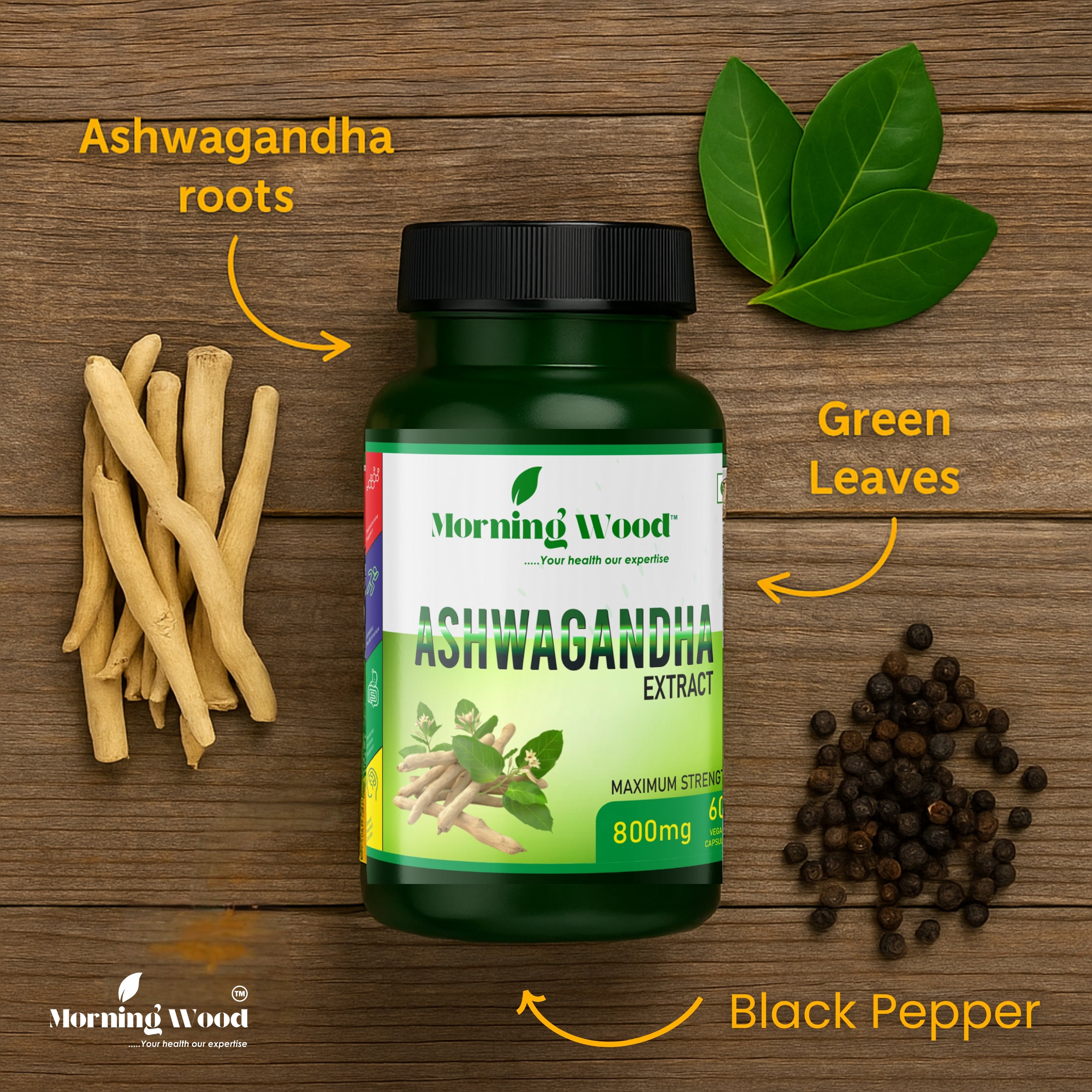Ashwagandha Extract Capsules 800mg - 60 Count | MorningWood