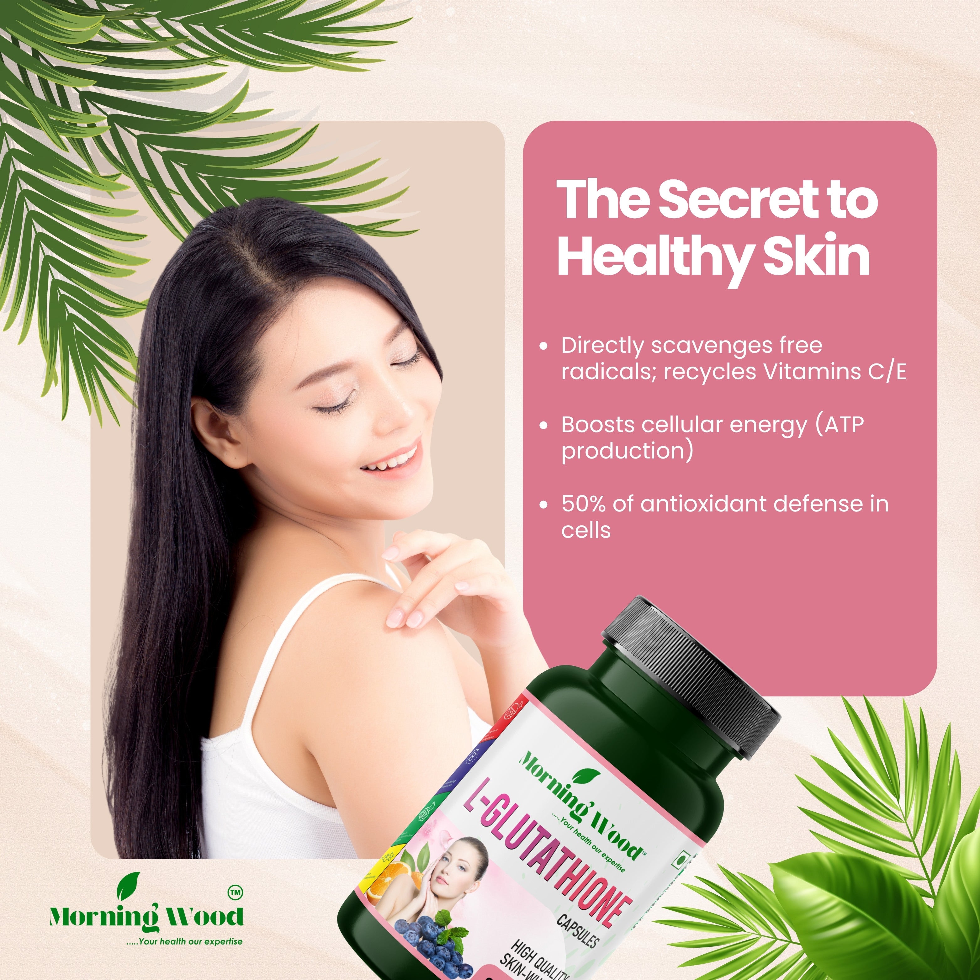 L-Glutathione Extract Capsules 800mg - 60 Count | MorningWood