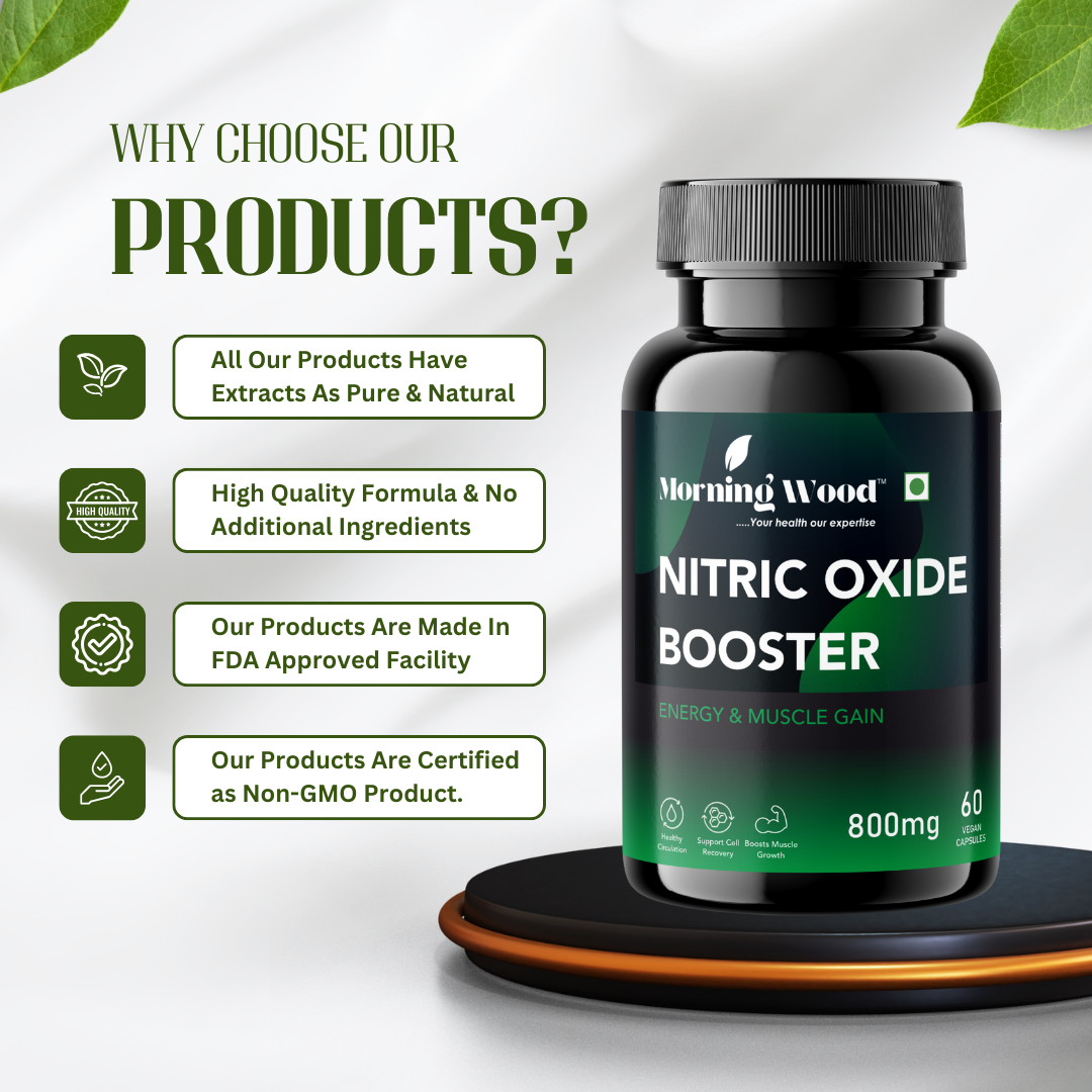 Morningwood Nitric Oxide Supplements - Benefits for Men | Natural NO Booster for Muscle Growth, Blood Flow & Performance
